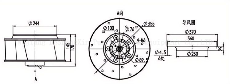 Outline and installation dimension drawing DSX-355Centrifugal Fan风机 轮廓和安装维度图DSX-355Centrifugal 风机风机