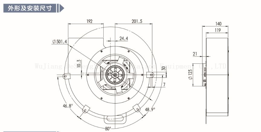 The EC280 DC Centrifugal Fan EC280 直流离心风机