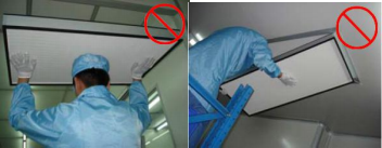 请勿用手支撑过滤器保护网。